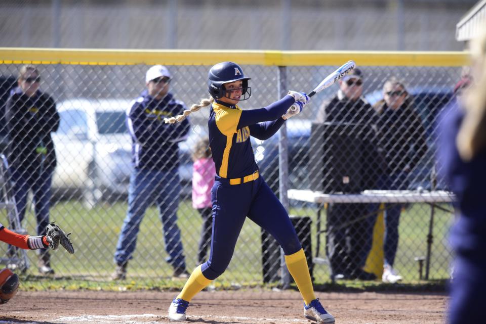 Algonac's Sierra Vosler bats during a game earlier this season. The Muskrats won a Division 3 district championship on Saturday.