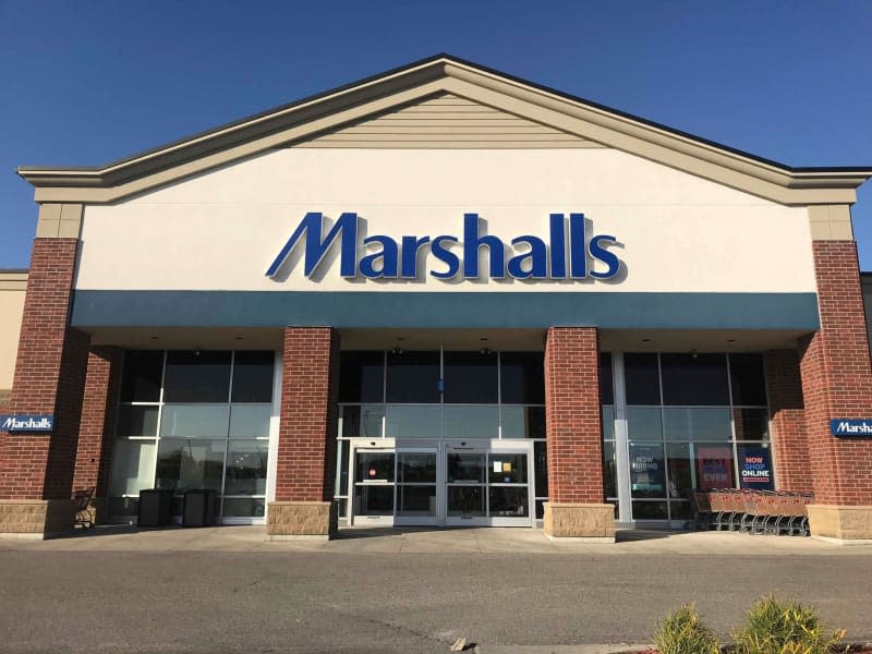 Fargo North Dakota/USA-October 07 ,2019 , Main Entrance Of Marshalls Store , Marshalls is a retail chain offering brand-name clothing, accessories, shoes & housewares.