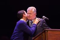 SEATTLE, WA - DECEMBER 9: Washington Sen. Ed Murray (D) (R) announces his engagement to his partner Michael Shiosaki during "A Wedding Reception for All," which was attended by hundreds and held at the Paramount Theatre on December 9, 2012 in Seattle, Washington. Today is the first day that same-sex couples can legally wed in Washington state. Murray is heavily involved in pushing for LGBT civil rights legislation. (Photo by David Ryder/Getty Images)