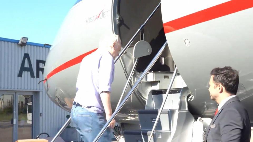 Screen grab taken from the X (formerly Twitter) account of Wikileaks of Julian Assange boarding a plane to leave the UK following his release from prison. Mr Assange was granted bail by the High Court in London and released from Belmarsh Prison on Monday following negotiations with US authorities over a plea deal, WikiLeaks has said. Picture date: Monday June 24, 2024.