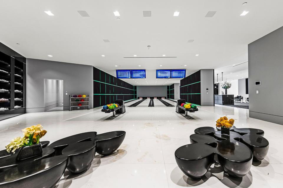 The bowling alley inside 944 Airole Way, Los Angeles