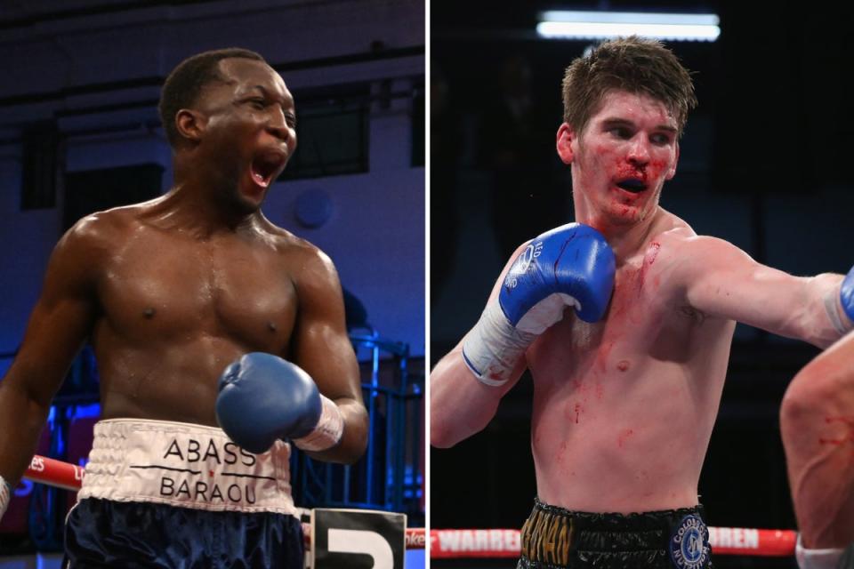 Abass Baraou (izquierda) y Macaulay McGowan competirán por el cinturón europeo de peso superwelter (Getty)