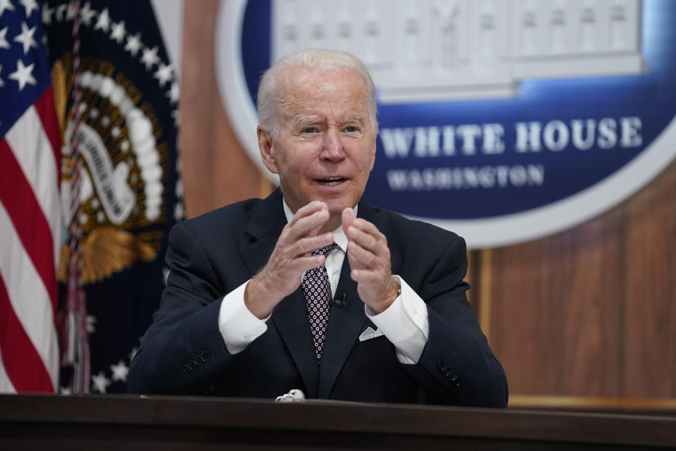 President Joe Biden speaks during the Major Economies Forum on Energy and Climate in the South Court Auditorium on the White House campus, Friday, June 17, 2022, in Washington. (AP Photo/Evan Vucci)