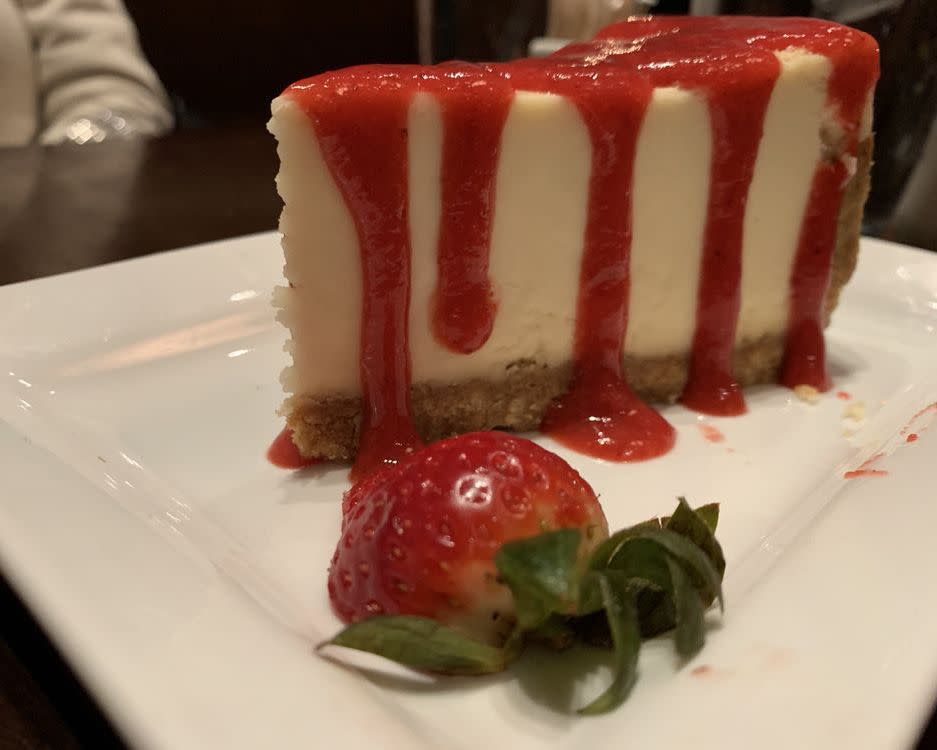 Cheesecake with strawberry syrup from Rodizio Grill