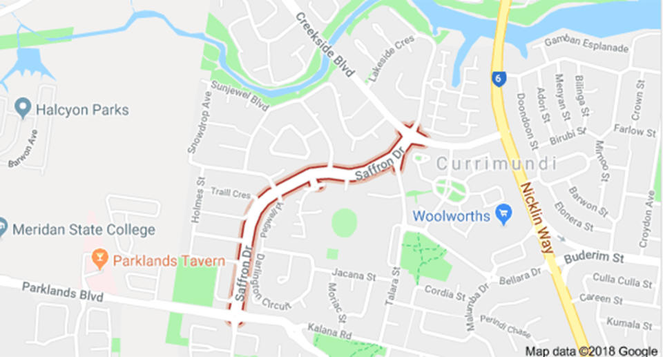 The mother claimed a woman in a car approached her daughter on Saffron Drive, Currimundi on Wednesday afternoon. Source: Google Maps