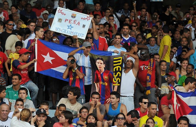 Cuban fans attend the FIFA World Cup Brazil 2014 CONCACAF qualifier match between Cuba and Canada at the Pedro Marrero stadium in Havana on June 8, 2012. Canada won 1-0. AFP PHOTO/STRSTR/AFP/GettyImages