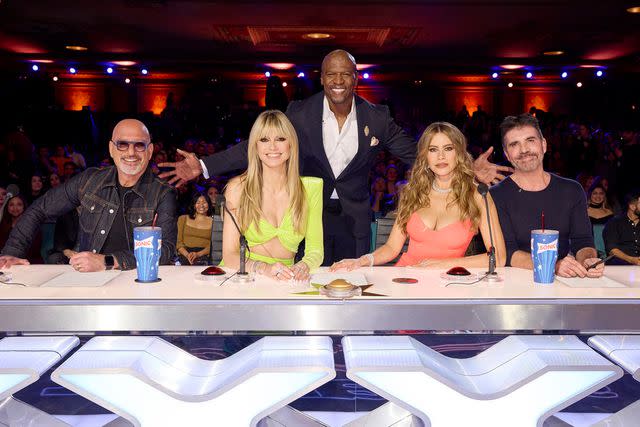 <p>Trae Patton/NBC</p> Howie Mandel, Heidi Klum, Terry Crews, Sofia Vergara and Simon Cowell on 'America's Got Talent'