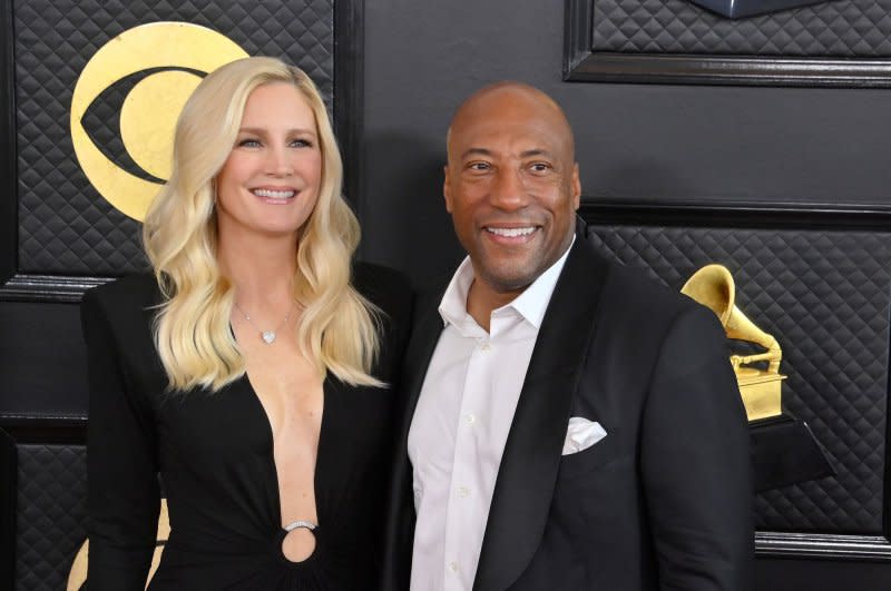 Jennifer Lucas and Byron Allen attend the 65th annual Grammy Awards at the Crypto.com Arena in Los Angeles on February 5. Allen turns 63 on April 22. File Photo by Jim Ruymen/UPI