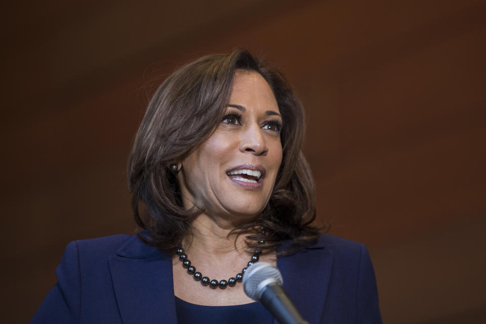 Sen. Kamala Harris lets loose to Cardi B in a new video. (Photo: Zach Gibson/Bloomberg)