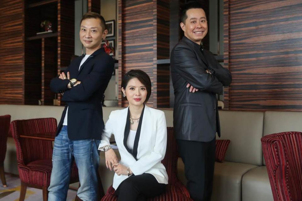 (From left) Erik Wang, Gloria Wei and Harry Wang are seasoned veterans in the entertainment industry who came together to form Wowstar Creative Entertainment in 2018. — Picture by Choo Choy May