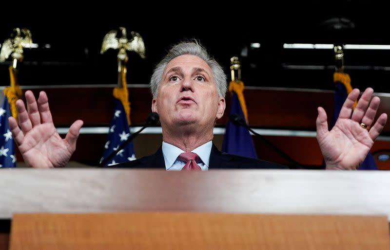 FILE PHOTO: U.S. Minority Leader Kevin McCarthy holds a news conference at the U.S. Capitol in Washington