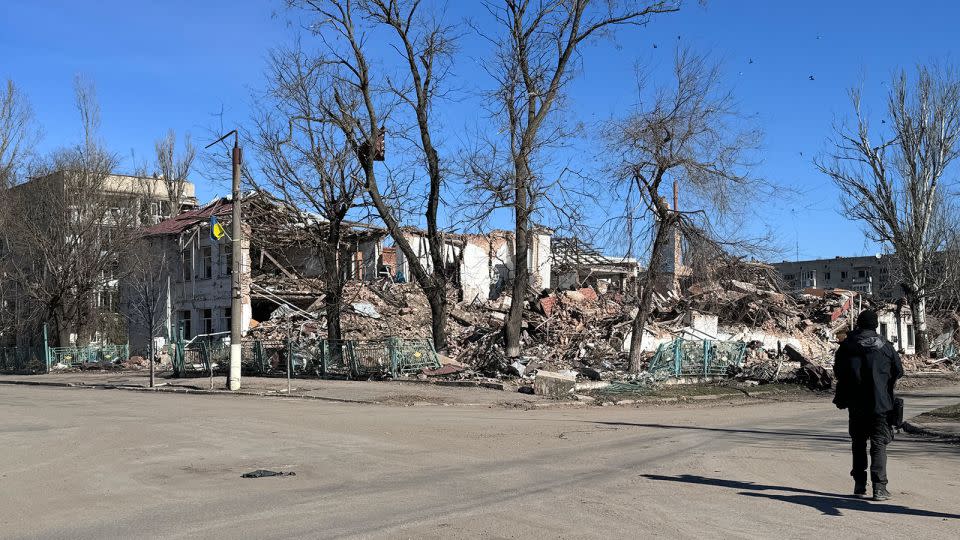 Destroyed buildings in Orikhiv, a city that has been shelled relentlessly. - Maja Rappard/CNN