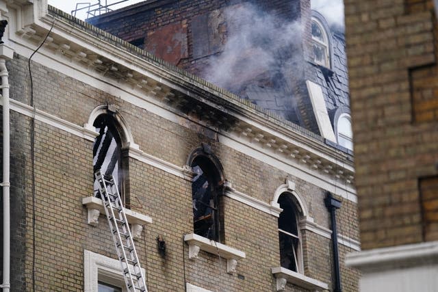 Firefighters at the scene of a fire