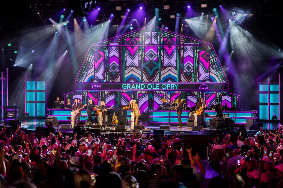 Lainey Wilson performs at the Grand Ole Opry prior to being officially inducted as an Opry member on June 7, 2024.