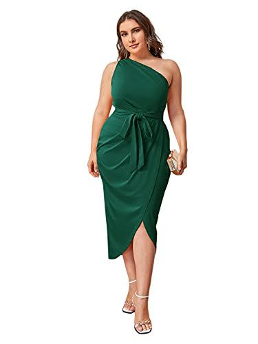 20) Plus-Size One-Shoulder Midi Dress