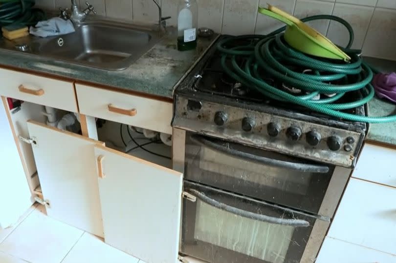 The kitchen inside the property