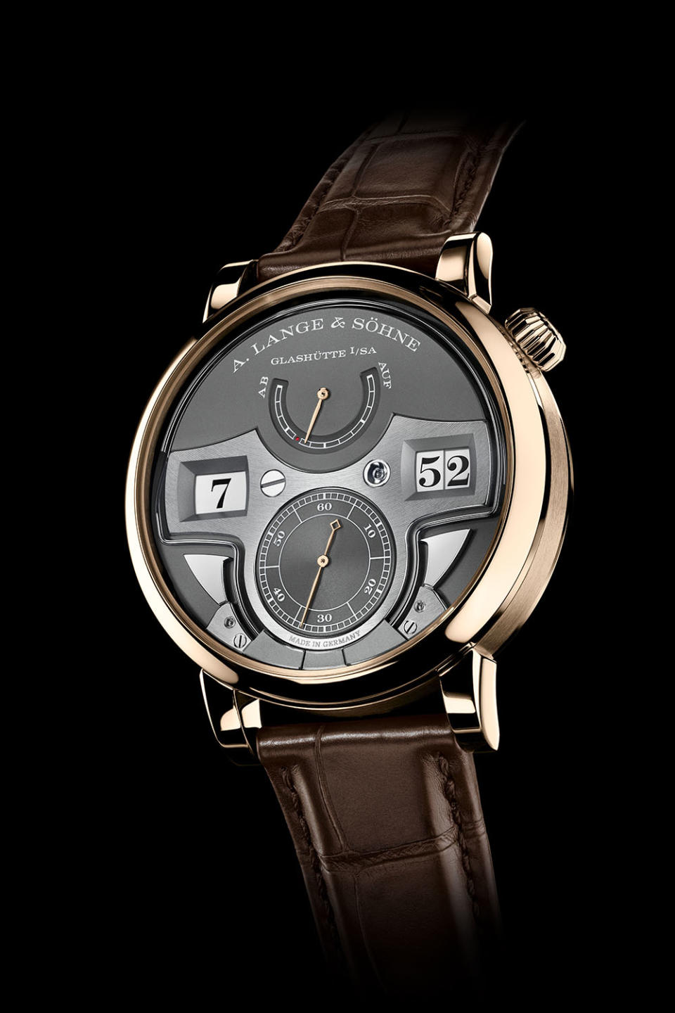 德國朗格Zeitwerk Minute Repeater十進位三問報時「蜂蜜金」腕錶。