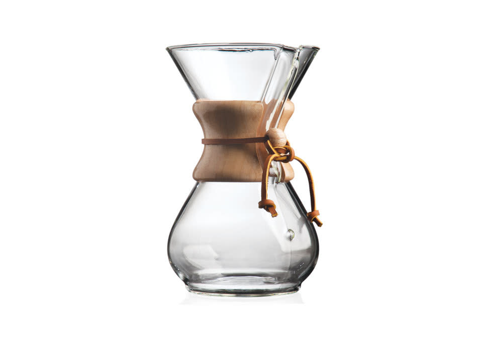 Coffee connoisseurs will rejoice over the timeless simplicity of this drip coffeemaker. It’s enough to make the most hardcore Cafe Grumpy-goers stay in.