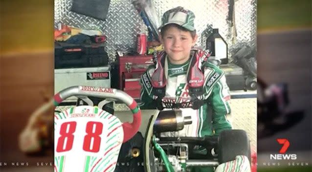 Nine-year-old go-carting junior champion Brock Hand. Source: 7 News