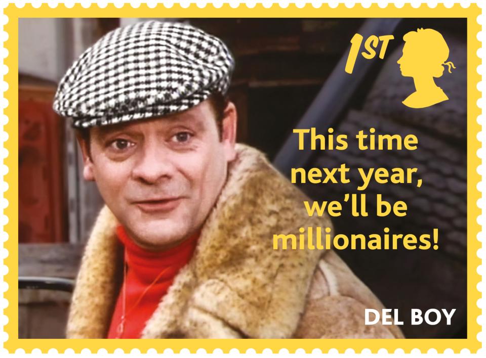 Wheeler dealer Del Boy is pictured alongside one of his famous quotes. (Royal Mail)