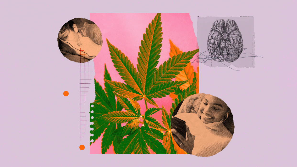 Cannabis and mental health (Illustration: Lucie Wimetz; Photo: Getty Images)