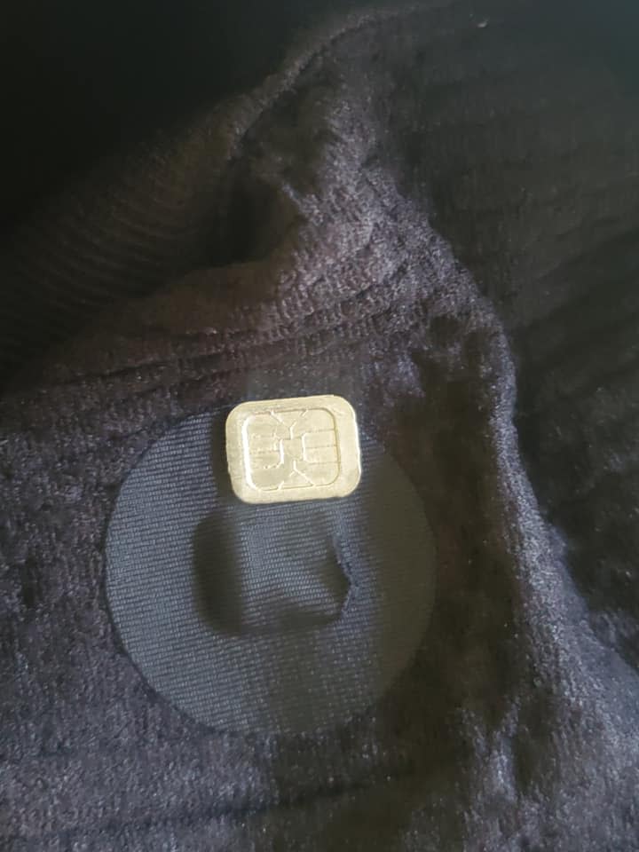 It is believed the chip found in the garment is an RFID tag. Source: Facebook