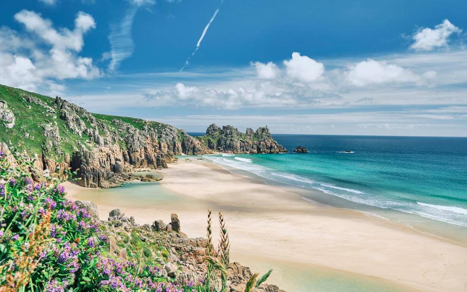 Pedn Vounder Beach uk summer heatwave hot weather 2022 alternatives busy uk beaches busiest quiet - Getty