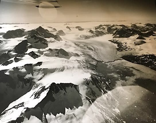 A photo of a coastal glacier captured by a Danish pilot in 1948. Laura Larocca / Danish National Archives