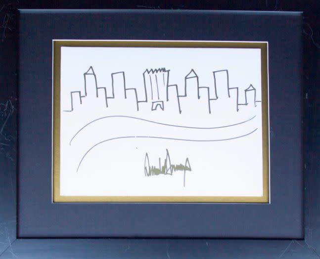 Drawing by Donald Trump which sold for nearly $30,000. (Photo: Nate D. Sanders)