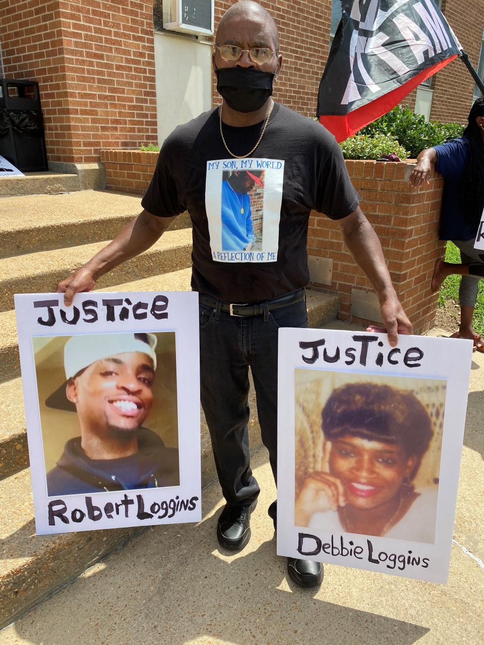 A protest took place outside the Grenada County Jail in Mississippi on Aug. 21, 2021, over the 2018 death of Robert Loggins and the 2005 death of his mother, Debbie Loggins. The Logginses both died after being restrained by officers.