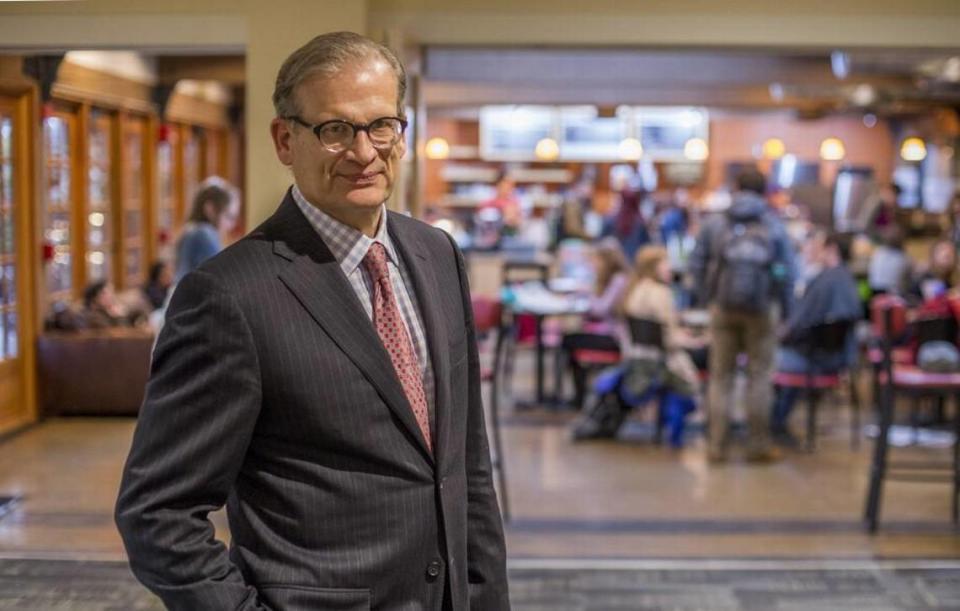 Then-president of University of Puget Sound, Ronald Thomas, seen on campus in 2016.