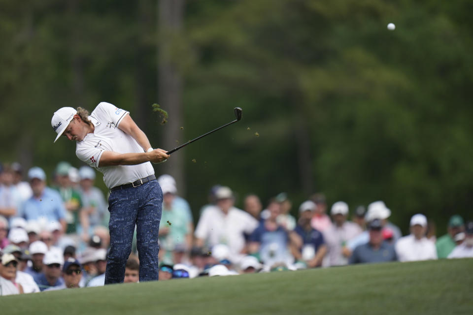 Cameron Smith, of Australia, hits his tee shot on the 12th hole during the first round of the Masters golf tournament at Augusta National Golf Club on Thursday, April 6, 2023, in Augusta, Ga. (AP Photo/Jae C. Hong)