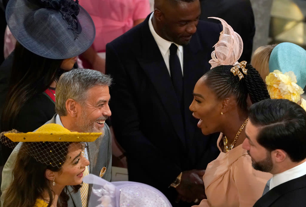 Serena Williams, George Clooney and Idris Elba were among the celebrity guests at the royal wedding. (Getty Images)