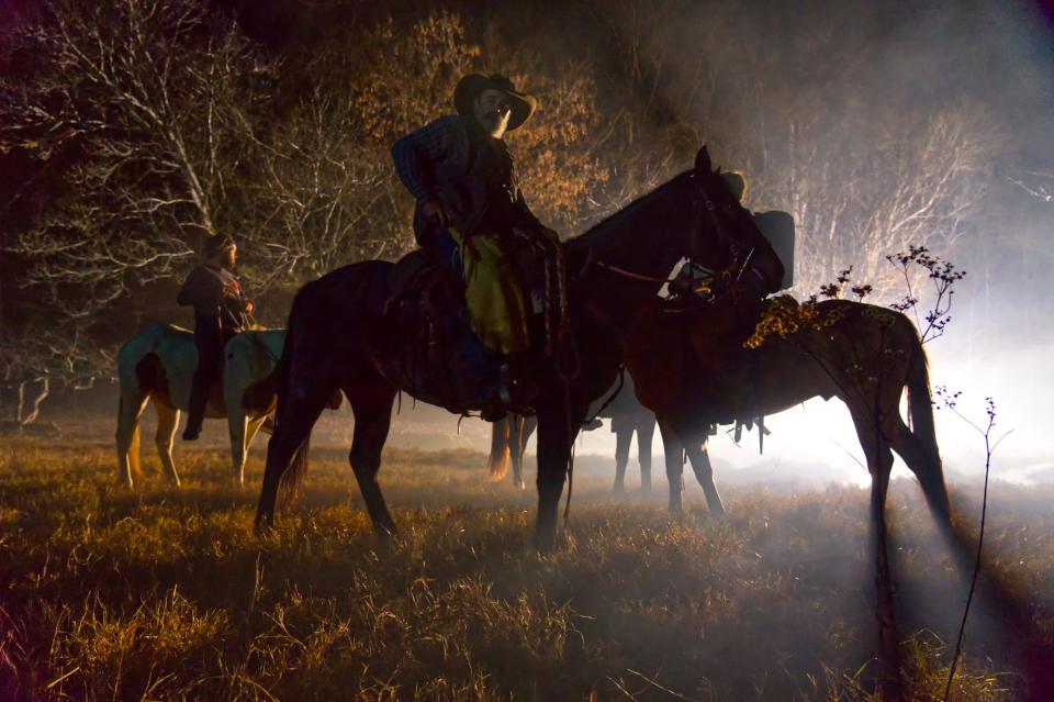 Scenes from production of "Savage Lands," a movie being produced and directed in Kingston Springs, Tennessee.