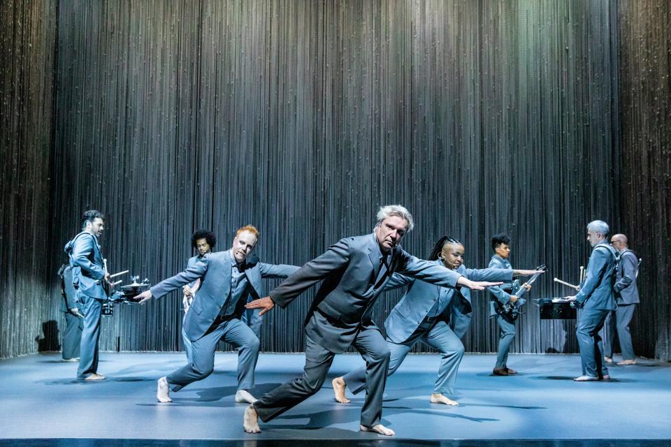 Chris Giarmo (fourth from left) performs in David Byrne’s "American Utopia" at Broadway’s St. James Theatre