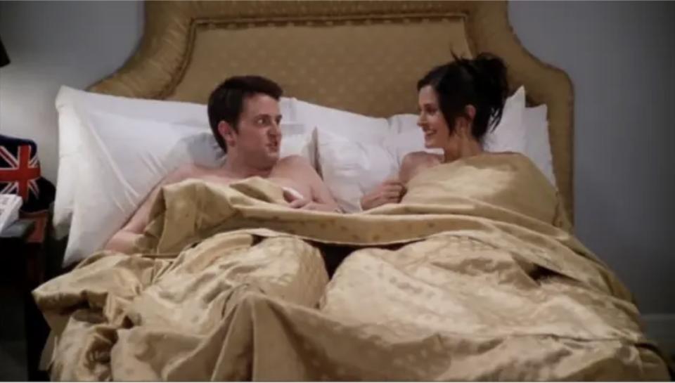 Chandler and Monica in bed
