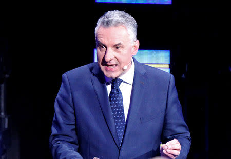 Jan Zahradil of the Alliance of Conservatives and Reformists in Europe (ACRE) reacts during a debate to be broadcast live across Europe from the European Parliament in Brussels, ahead of the May 23-26 elections for EU lawmakers, in Brussels, Belgium May 15, 2019. REUTERS/Francois Walschaerts