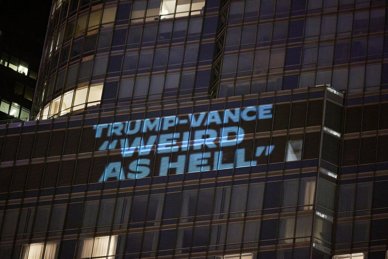 Image: The Democratic National Committee Projects Images On Trump International Hotel In Chicago Ahead Of Their Convention In Chicago This Week (Jeff Schear / Getty Images)