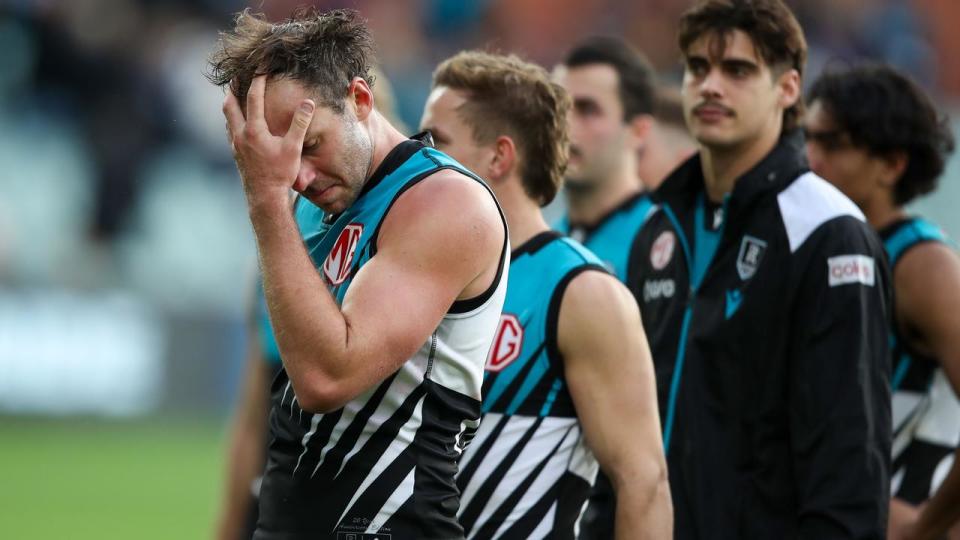 Port Adelaide suffered a record 79-point loss to Brisbane.