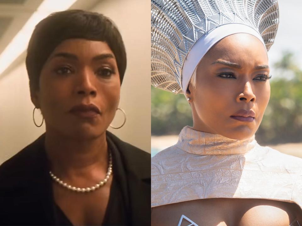 On the left: Angela Bassett in "Mission: Impossible — Fallout." On the right: Bassett in "Black Panther: Wakanda Forever."