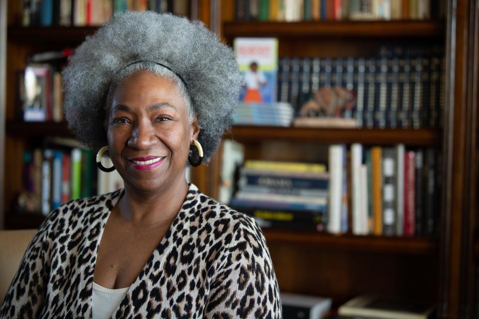 Kathlyn J. Kirkwood poses in her home in Nashville, Tenn., Tuesday, March 1, 2022. Kirkwood is the author of "Ain't Gonna Let Nobody Turn Me 'round: My Story Of The Making Of Martin Luther King Day."