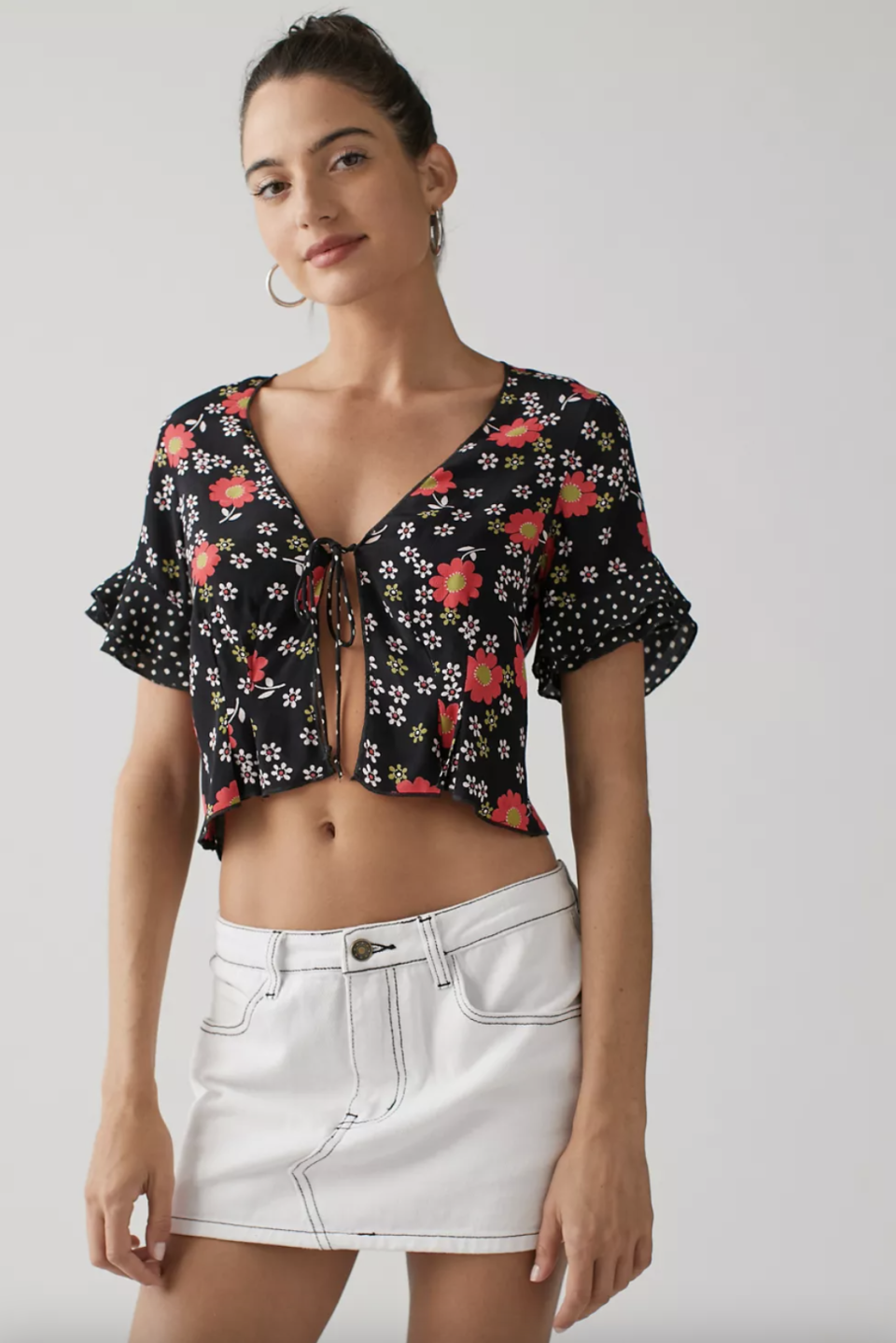 UO Nene Printed Tie-Front Blouse (Photo via Urban Outfitters)