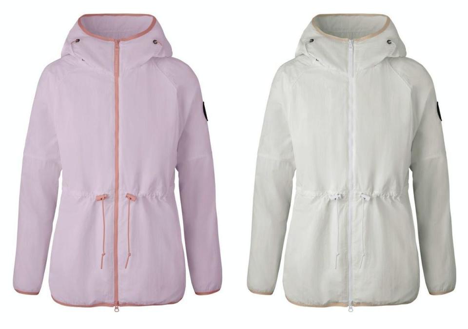 Lundell Wind  Jacket 防風夾克，日落粉（左）、極白色（右）；各NT$18,700。（CANADA GOOSE提供）