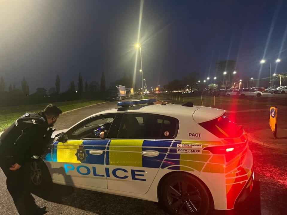 The Northern Echo: Extra officers arrive near the Cummins factory, off Yarm Road, to respond to the off-road bike incident 