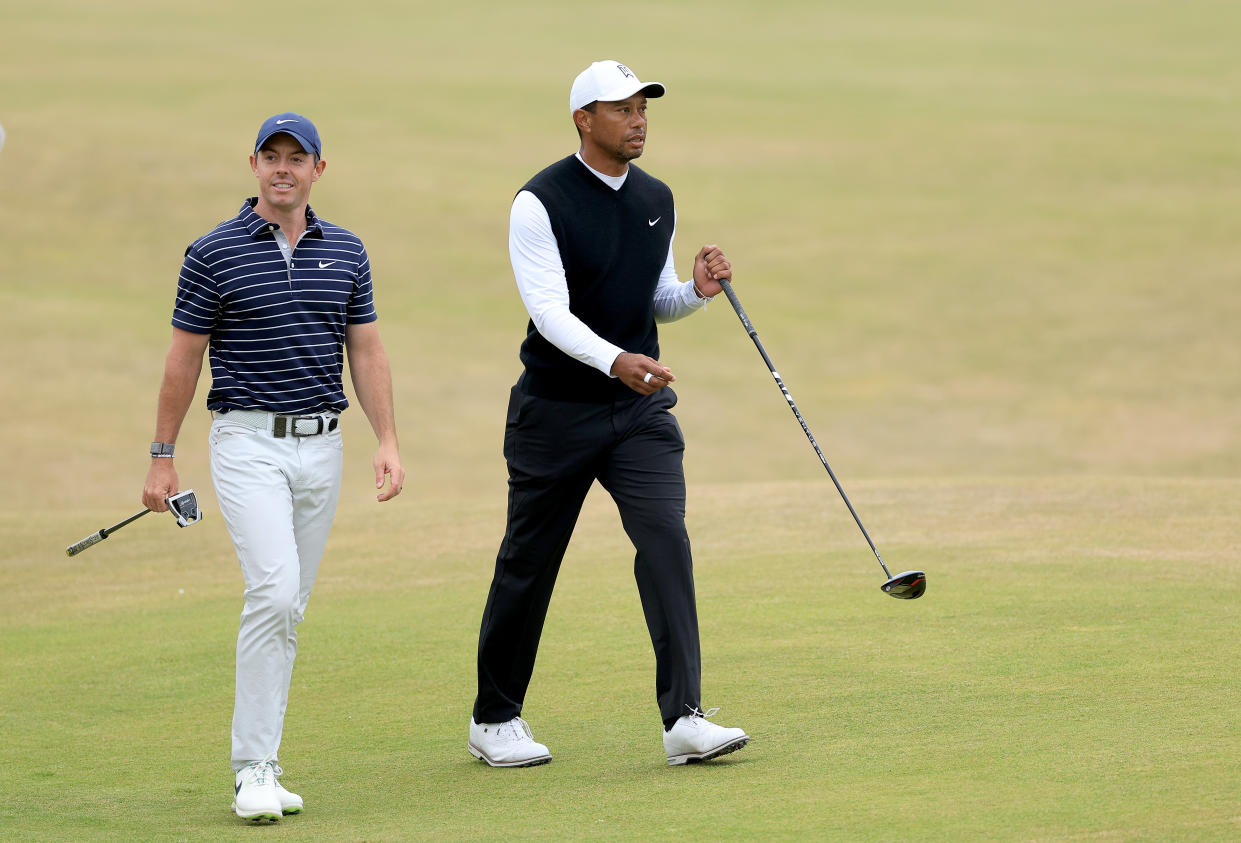 Tiger Woods and Rory McIlroy, seen here at the Open Championship, are spearheading changes to the world of golf. (David Cannon/Getty Images)