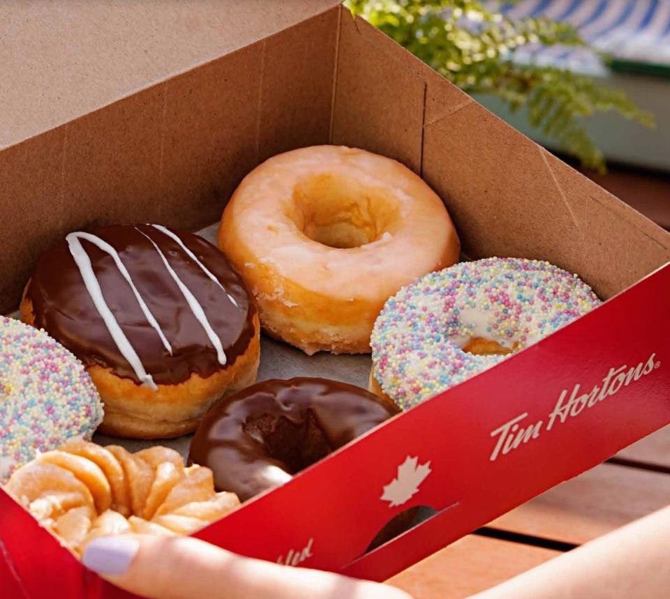 Get a free donut Friday, June 2, (National Donut Day) if you buy any sized hot or iced beverage if you buy using the Tim Hortons app or online at timhortons.com.