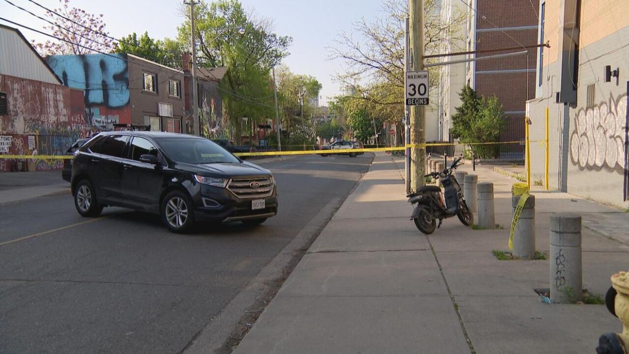 Ontario's Special Investigations unit (SIU) is investigating after a crash involving an unmarked police vehicle and an e-bike Thursday, sent a 38-year-old man to hospital with a serious injury.  (Oliver Walters/CBC - image credit)