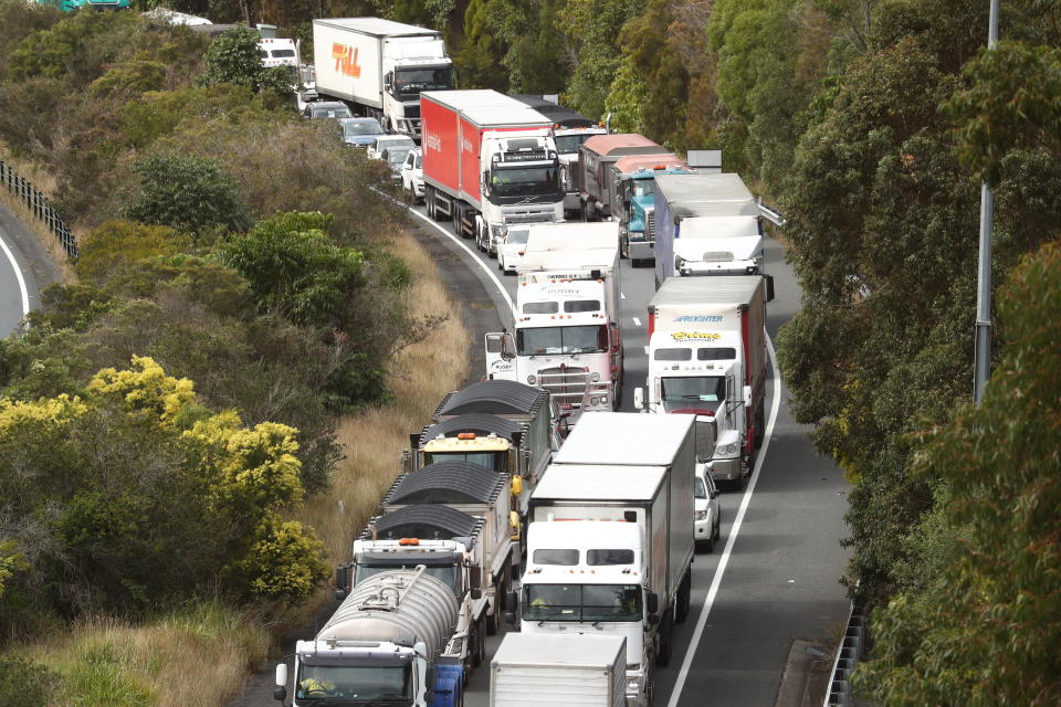 Scenes on the Pacific Motorway at the Queensland and New South Wales border on the Gold Coast last month. Source: AAP