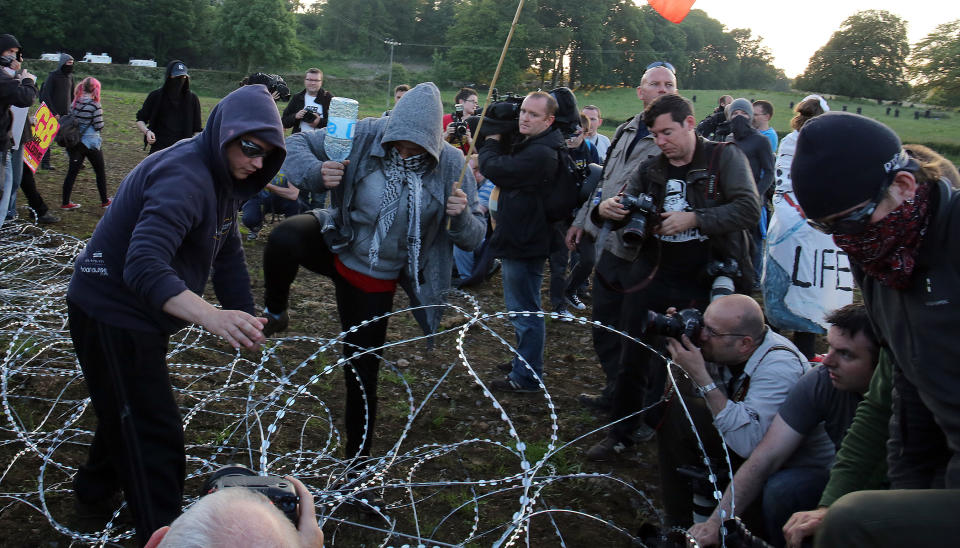 G8 Protesters break through an outer fence during a protest near the G8 summit in Loch Erne, Enniskillen.