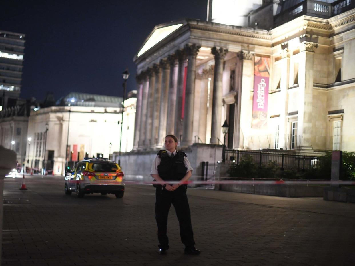 Police cordoned off part of Trafalgar Square following a stabbing: PA